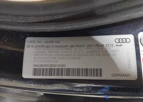 2014 Audi A6 2.0T Premium из США, поврежденный, VIN WAUGFAFC4EN014320